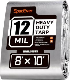 tarps 140g 8x10 FT Tarp Waterproof, 12 Mil Tarps Heavy Duty Waterproof