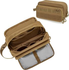 Tactical Toiletry Travel Bag for Men, Dopp Kit Shaving Organizer Case for Toiletries, Shower and Grooming Care Accessories, Khaki(Empty Bag Only
