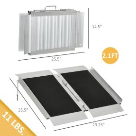 Skidproof Portable Wheelchair Ramp For Home, Steps, Doorways, Carpeted Foldable Handicap Ramp, Threshold Ramp (Option: Silver and Black)