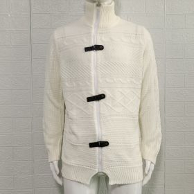 Autumn And Winter Turtleneck Men's Cardigan Coat (Option: White-S)