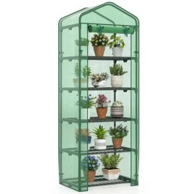 Green 5-Tier Mini Greenhouse With PE Grid Cover, Tool-Free Assembly Portable Grow Tent For Indoor Outdoor Use (Option: defaulttitle)